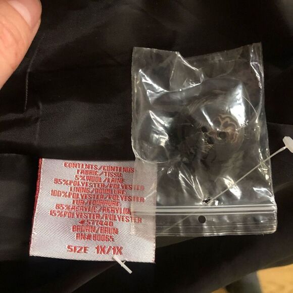 MARIA DIONISIOU Vintage Wool Blend Houndstooth Faux Fur Coat Sz 1X (US 14X -16X) - Picture 7 of 9